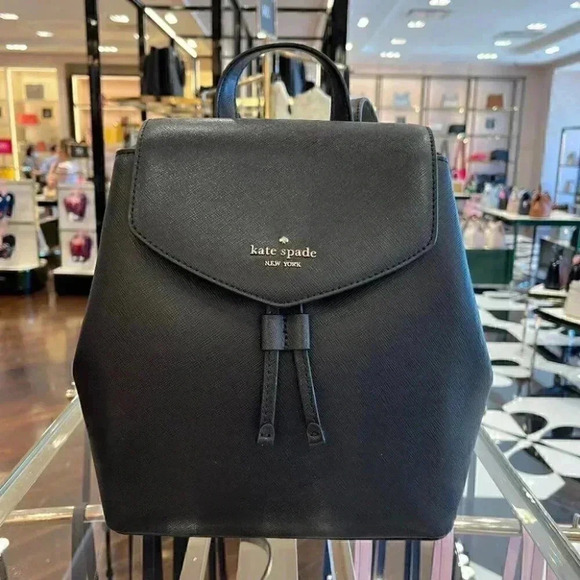 kate spade Handbags - KATE SPADE LIZZIE MEDIUM FLAP BACKPACK TOTE BAG BLACK LEATHER PURSE CARR…